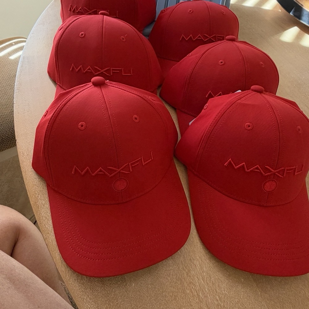 Maxfli Men's Tech Cap Red Golf Hat OSFM Stretch Lot of 6 New